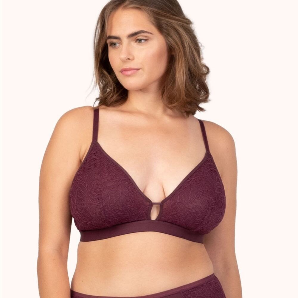 Lively The Palm Lace Busty Burgundy Bralette Bra Size 3